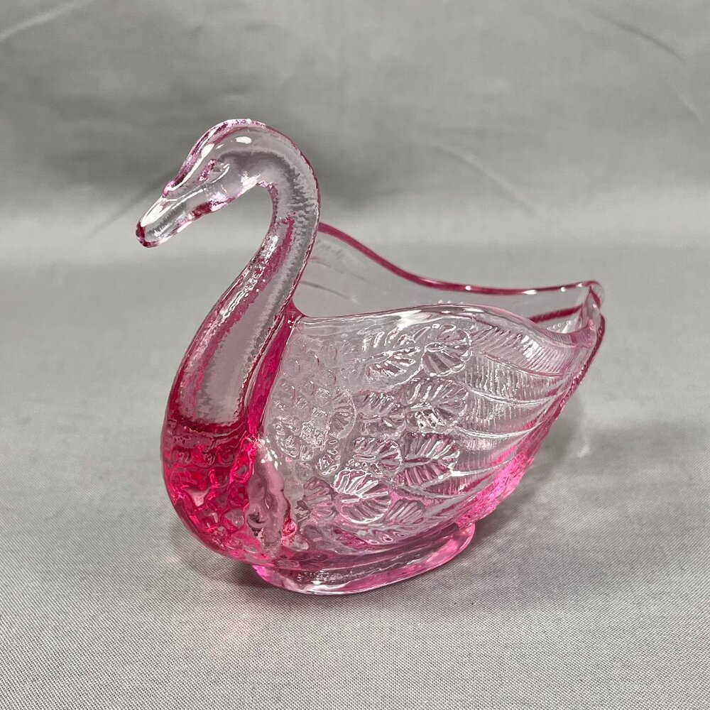 Fenton Pink Glass Swan Candy Dish - Picture 2 of 13